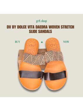 DV By Dolce Vita Daedra Woven Stretch Slide Sandals Size 7.5 Black & Tan Comfort